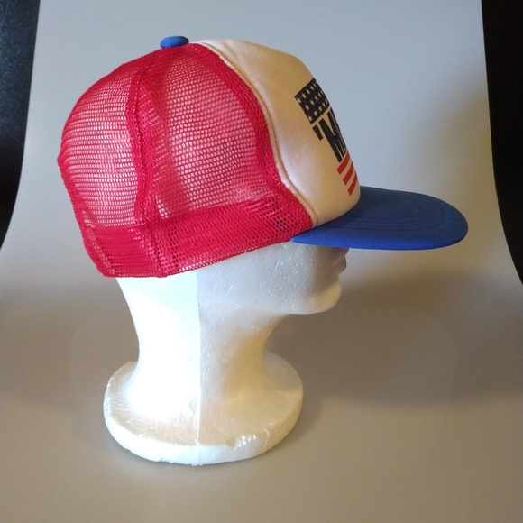 Merica - USA Red White Blue Flag Snap Back Foam Trucker Hat - Picture 2 of 6